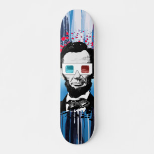 Skateboard Abraham Lincoln Pop Art Azul Pintura Goteo Calle