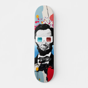 Skateboard Abraham Lincoln Pop Art Color Salpicadura Calle