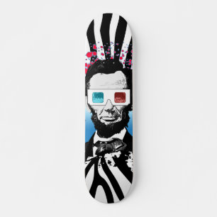 Skateboard Abraham Lincoln Pop Art Estilo Callejero con Estam