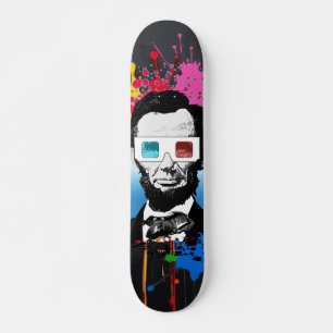 Skateboard Abraham Lincoln Pop Art Multicolor Salpicadura Cal