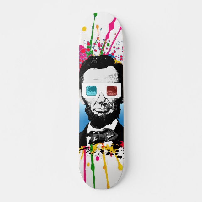 Skateboard Abraham Lincoln Pop Art Multicolor Salpicaduras Ca (Anverso )