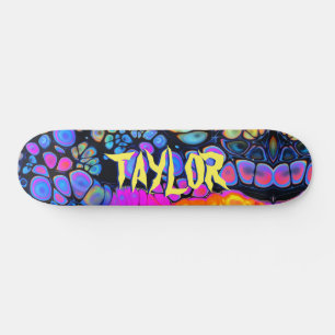 Skateboard Abstracción de celda líquida de moda, nombre perso