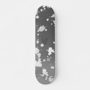 Skateboard Abstracción de salpicadura de pintura blanca gris