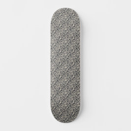 Skateboard Abstract Black and Cream Botanical Leaves Pattern
