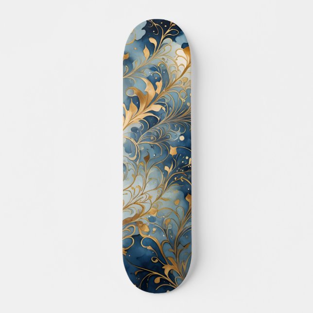 Skateboard Abstract Blue Golden (Anverso )