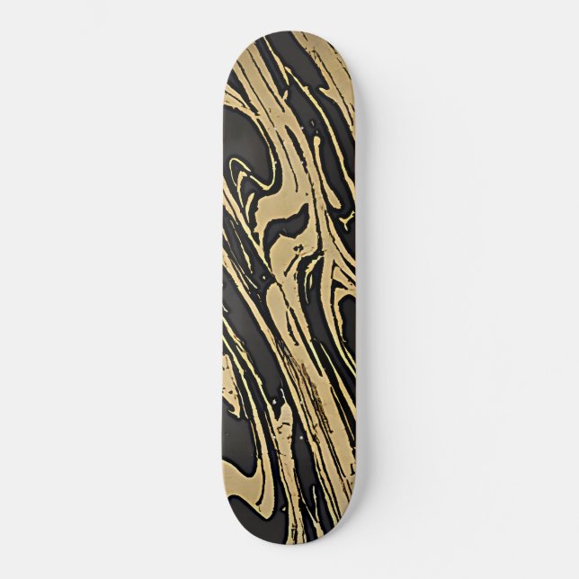 Skateboard Abstract Fluid Art - Black Marble Effect (Anverso)