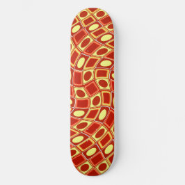 Skateboard Abstract geometric swirl retro pattern in red 