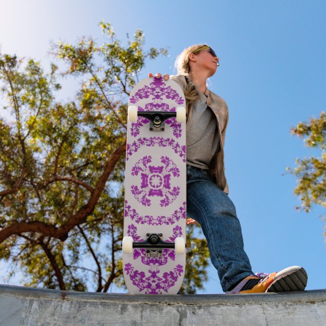 Skateboard Abstract Purple Orchid Flower Design Pattern Art (Exterior 1)