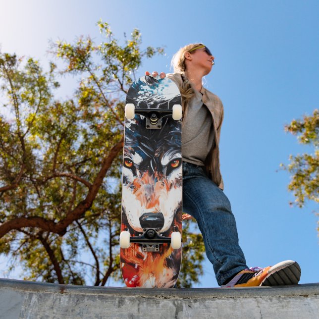 Skateboard Abstract Wild Spirit Wolf (Exterior 1)