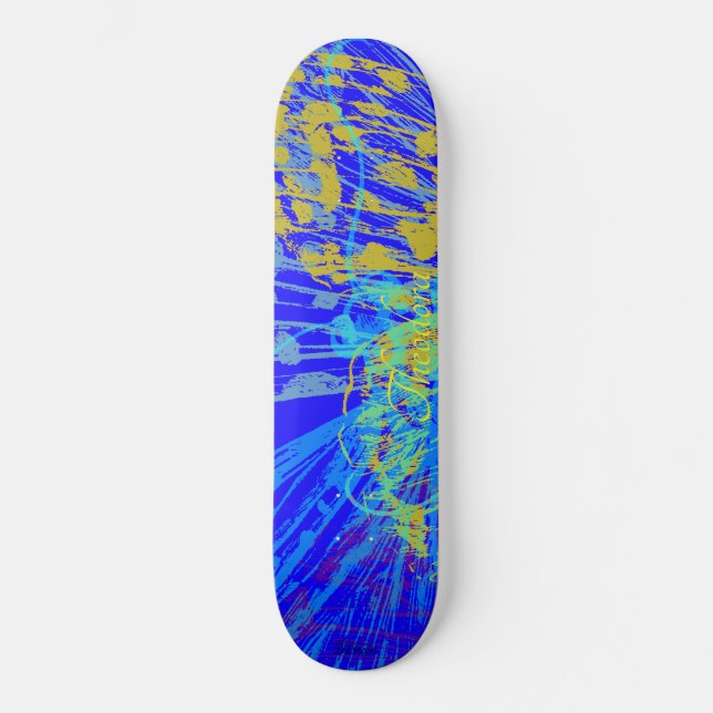 Skateboard Abstracto de la mariposa dorada Blue Pastel (Anverso)