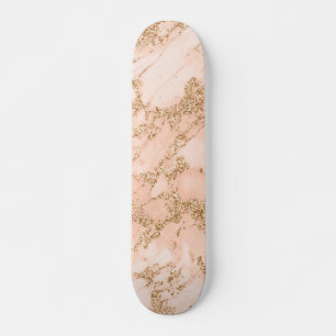 Skateboard abstracto de mármol purpurina de oro Rosa
