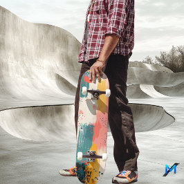 Skateboard Abstracto de Tono Terroso Minimalista - Pincelada 