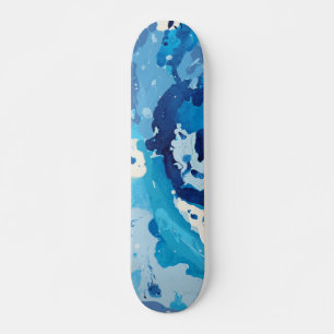 Skateboard abstracto moderno con tonos pastel de océano azul