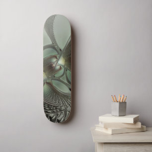 Skateboard Abstracto Olive Sage Green Grey Fractal Art Fantas