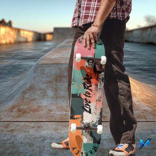 Skateboard Abstracto Terroso - Diseño de Pinceladas Vive para