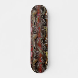 Skateboard Abstrato entalhado em mogno e vermelho escuro