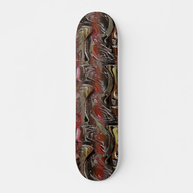 Skateboard Abstrato entalhado em mogno e vermelho escuro (Anverso )