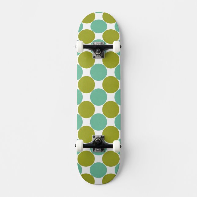 Skateboard Aceituna retra y puntos verdes (Anverso)