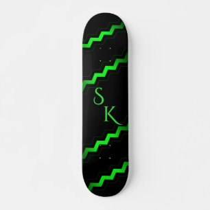 Skateboard Acento de zag verde monograma