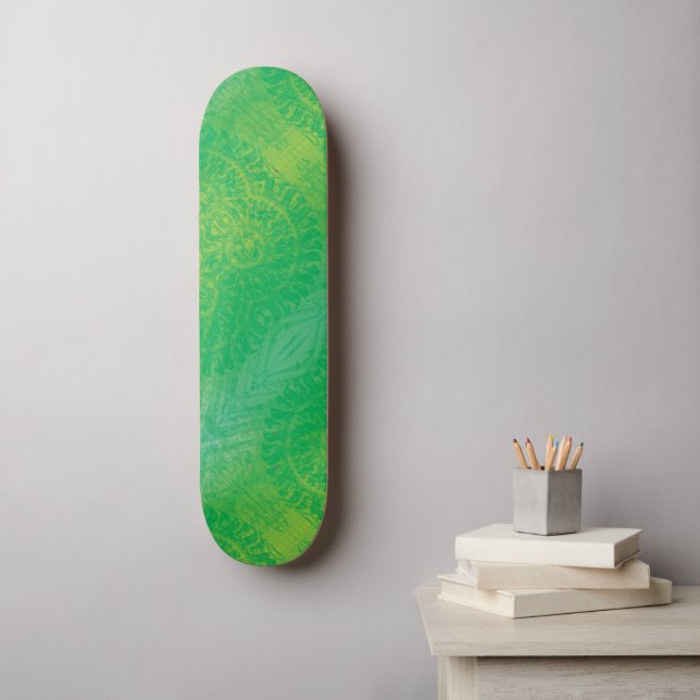 Skateboard Aceptación | Medallones de Boho azul verde amarill (Arte de la pared)