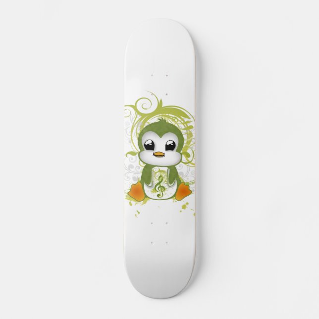 Skateboard Acero de notas musicales de efecto esponjoso verde (Anverso)