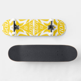 Skateboard Achempong God Is Love Star Cyber Yellow & White 