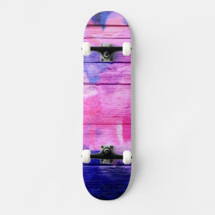 Skateboard Acrílico abstracto de madera acuarela colorido #8