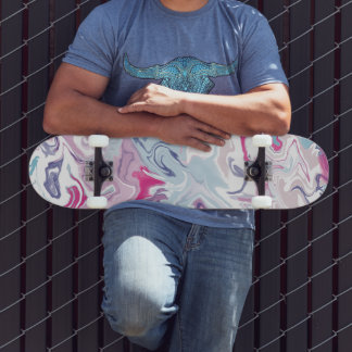 Skateboard Acrílico líquido rosa y azul