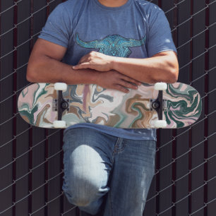 Skateboard Acrílico líquido verde y rosa