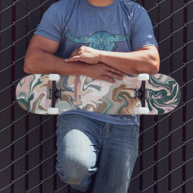 Skateboard Acrílico líquido verde y rosa (Exterior 3)