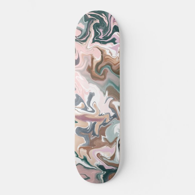 Skateboard Acrílico líquido verde y rosa (Anverso)