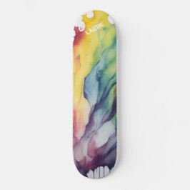 Skateboard acuarela arcoiris personalizado