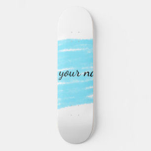 Skateboard Acuarela azul agregar texto del nombre aquí lanzar