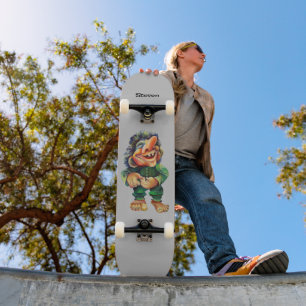 Skateboard Acuarela de Ilustracion de Troll divertida en Esca