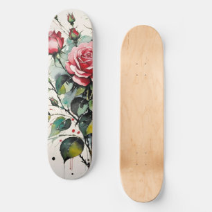 Skateboard acuarela de Rosas en floración