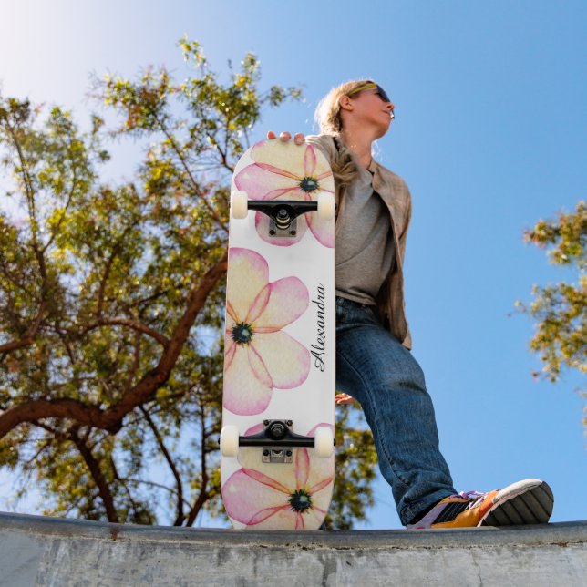 Skateboard Acuarela floral personalizada (Exterior 1)