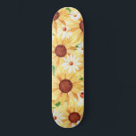 Skateboard Acuarela Girasol amarillo y margarita<br><div class="desc">acuarela feliz girasoles amarillos y patrón margarita</div>