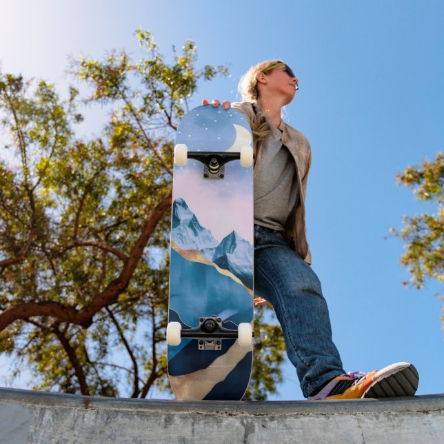 Skateboard Acuarela Golden Celestial Peaks (Exterior 1)