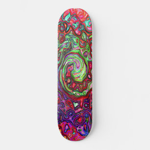 Skateboard Acuarela Groovy Rojo Resumen Remoto Líquido Swirl