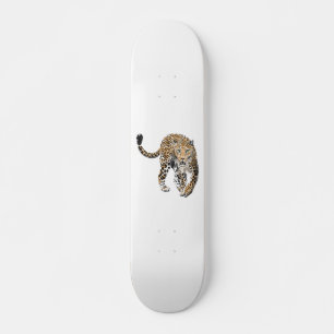 Skateboard acuarela leopardo gato de la selva animal pintado 