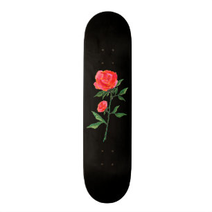 Skateboard Acuarela roja subió en negro