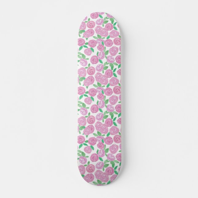 Skateboard Acuarela, rosa rosa (Anverso )