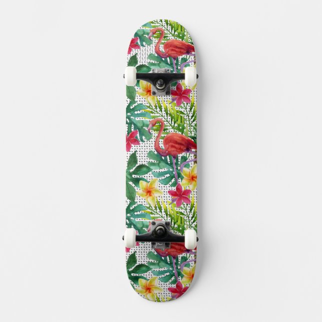 Skateboard Acuarela tropical (Anverso)