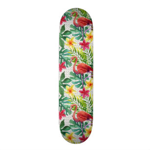 Skateboard Acuarela tropical