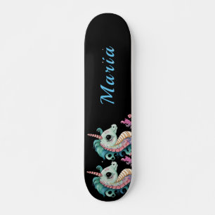 Skateboard Adorable nombre personalizado de caballito de mar