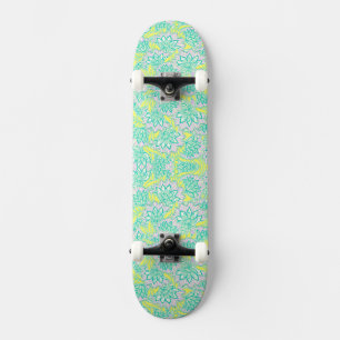 Skateboard Adorable patrón floral verde amarillo