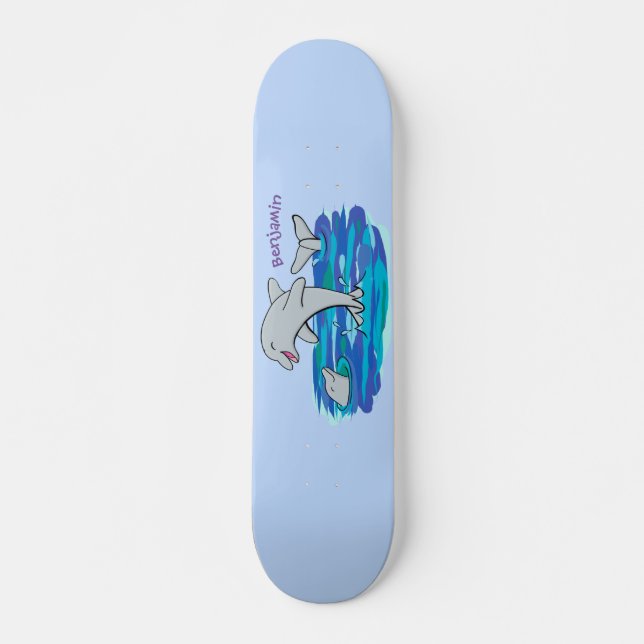 Skateboard Adorables delfines felices ilustracion personaliza (Anverso )