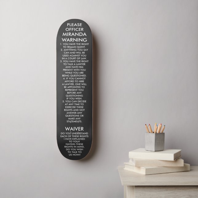 SKATEBOARD ADVERTENCIA DE MIRANDA (Arte de la pared)
