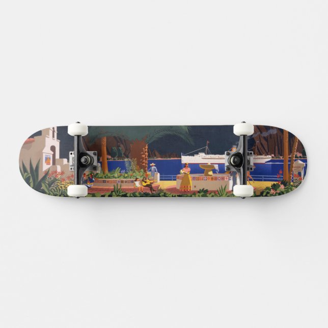 Skateboard Afiche de viajes - Isla Santa Catalina, California (Horz)
