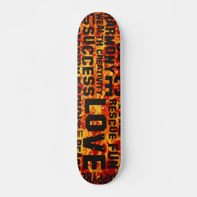 Skateboard afirmaciones negras - pintura roja al fuego (Anverso )